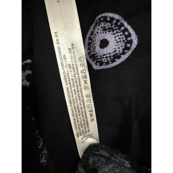 Free People Intimately On Board Boho Lace Body Suit Black Purple Size Large - Picture 10 of 11